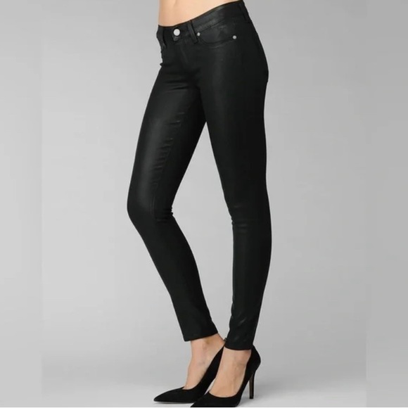 PAIGE Denim - Paige Women's Verdugo Ultra Skinny Jeans Black Silk Coated Stretch 25